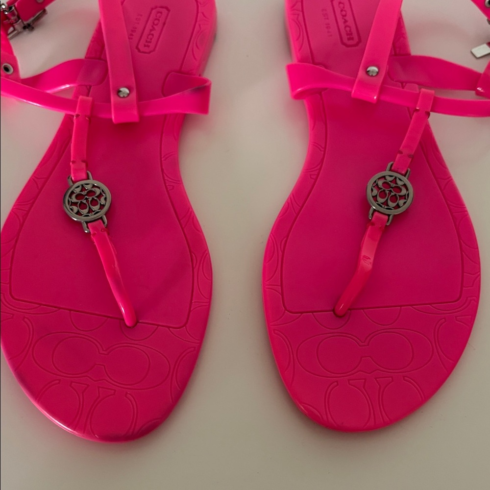 Coach pansy pink sandals size 9 Needs cleaning - Picture 5 of 6